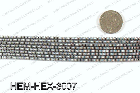 Matte metallic coated hematite 3x3mm HEM-HEX-3007