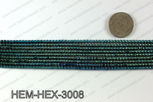 Metallic coated hematite 3x3mm HEM-HEX-3008