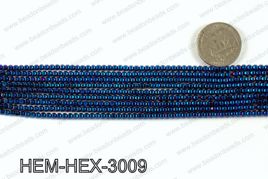Metallic coated hematite 3x3mm HEM-HEX-3009