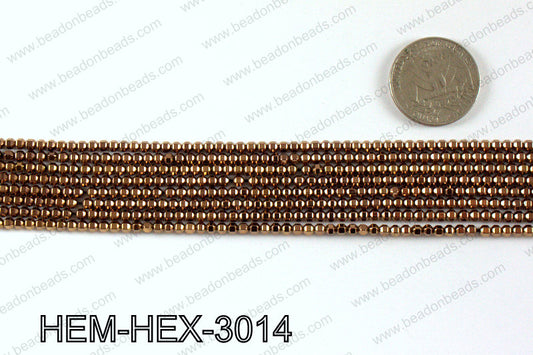 Metallic coated hematite 3x3mm HEM-HEX-3014