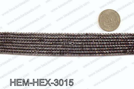 Metallic coated hematite 3x3mm HEM-HEX-3015
