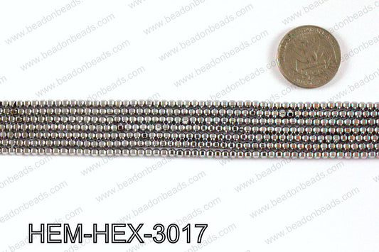 Metallic coated hematite 3x3mm HEM-HEX-3017