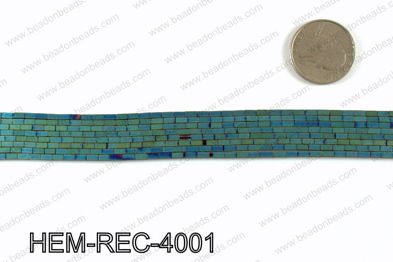 Matte metallic coated hematite 4x2mm HEM-REC-4001