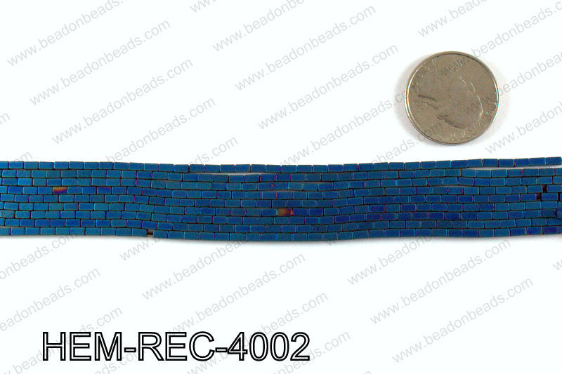 Matte metallic coated hematite 4x2mm HEM-REC-4002