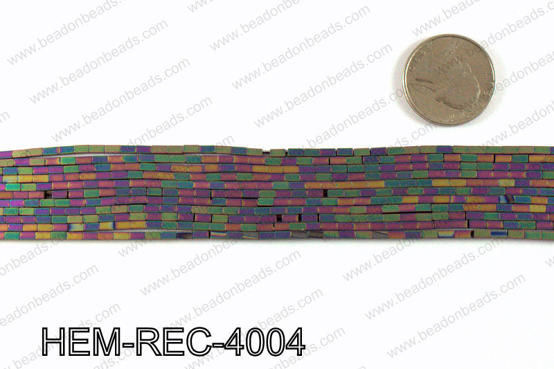 Matte metallic coated hematite 4x2mm HEM-REC-4004