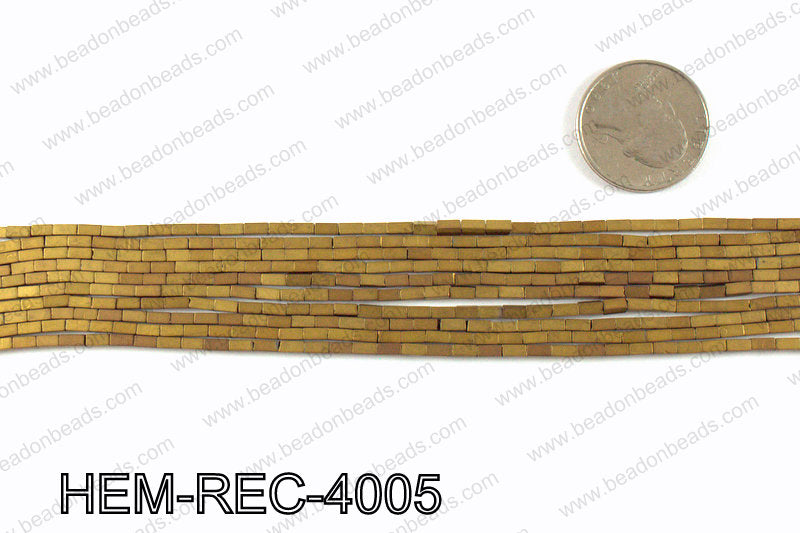 Matte metallic coated hematite 4x2mm HEM-REC-4005