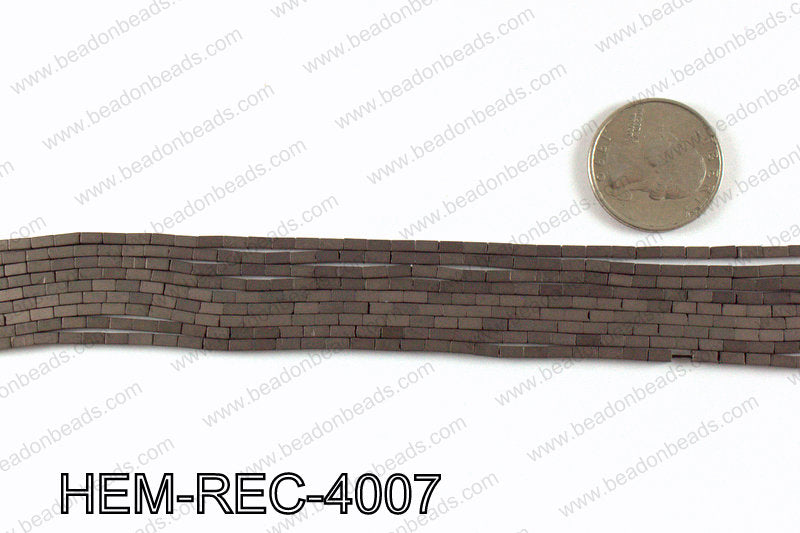 Matte metallic coated hematite 4x2mm HEM-REC-4007