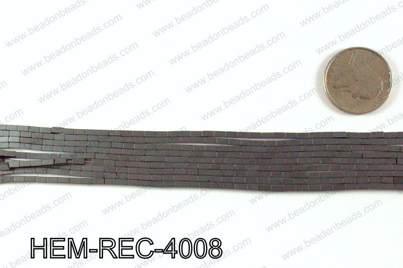 Matte metallic coated hematite 4x2mm HEM-REC-4008