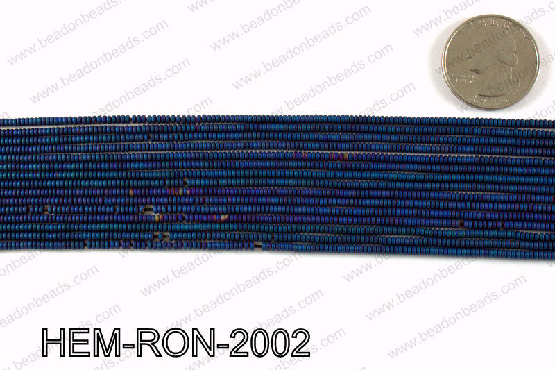 Matte metallic coated hematite 2x1mm HEM-RON-2002