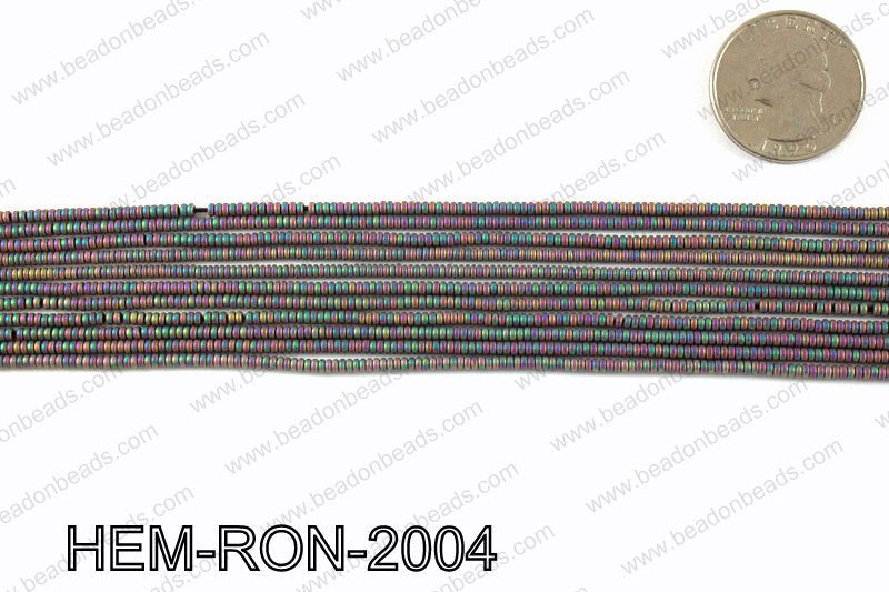 Matte metallic coated hematite 2x1mm HEM-RON-2004