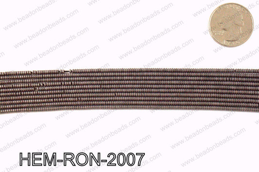 Matte metallic coated hematite 2x1mm HEM-RON-2007