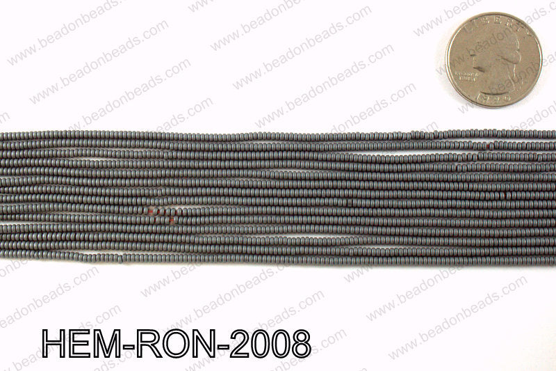 Matte metallic coated hematite 2x1mm HEM-RON-2008
