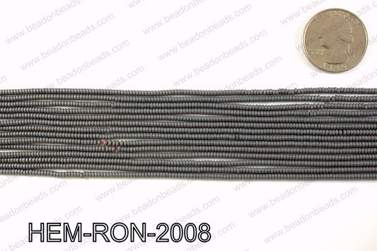 Matte metallic coated hematite 2x1mm HEM-RON-2008