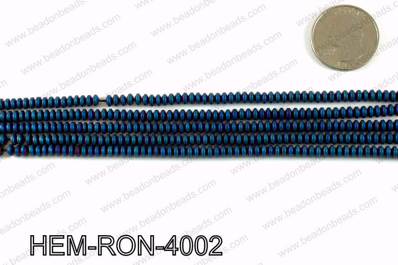 Matte metallic coated hematite 4x2mm HEM-RON-4002