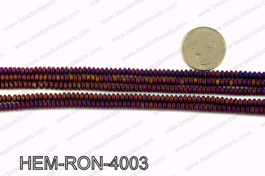 Matte metallic coated hematite 4x2mm HEM-RON-4003