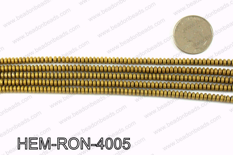 Matte metallic coated hematite 4x2mm HEM-RON-4005