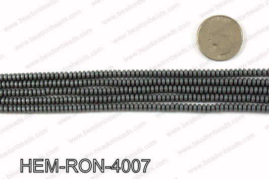 Matte metallic coated hematite 4x2mm HEM-RON-4007