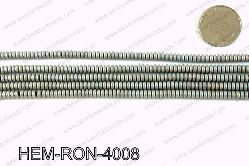 Matte metallic coated hematite 4x2mm HEM-RON-4008