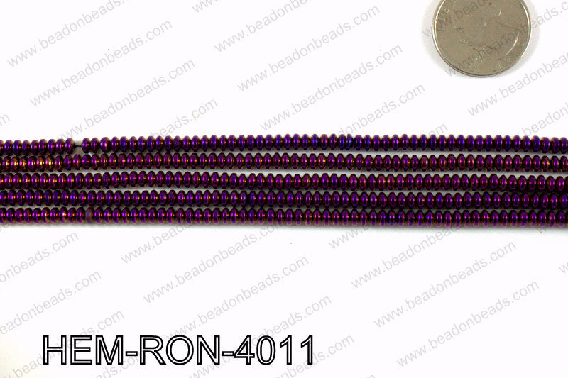 Metallic coated hematite 4x2mm HEM-RON-4011