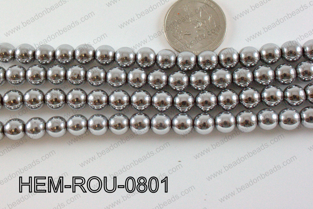 Hematite Round Silver 8mm HEM-ROU-0801