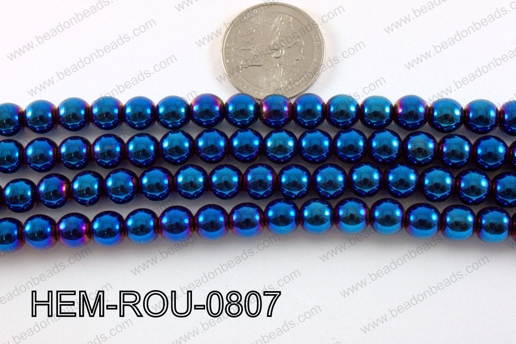 Hematite Round Blue 8mm HEM-ROU-0807