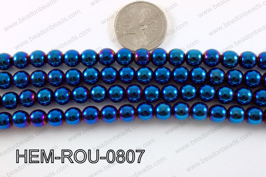 Hematite Round Blue 8mm HEM-ROU-0807