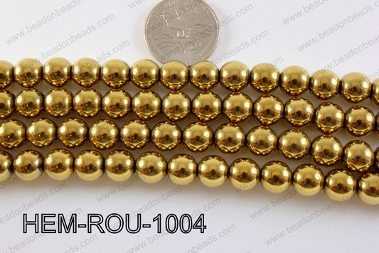 Hematite Round Gold 10mm HEM-ROU-1004