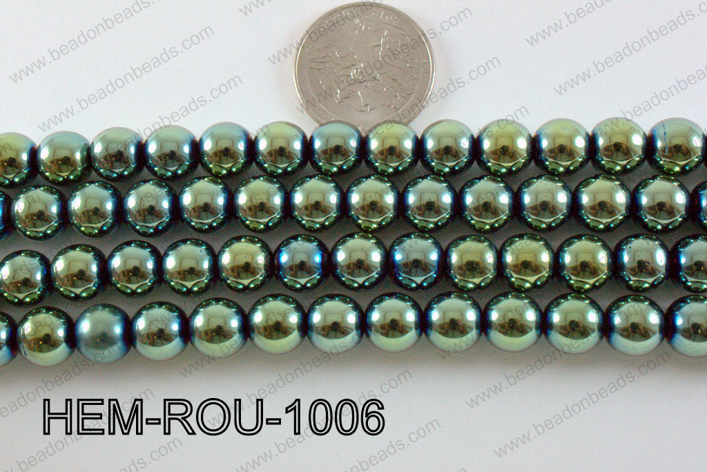 Hematite Round Green 10mm HEM-ROU-1006