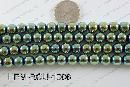 Hematite Round Green 10mm HEM-ROU-1006