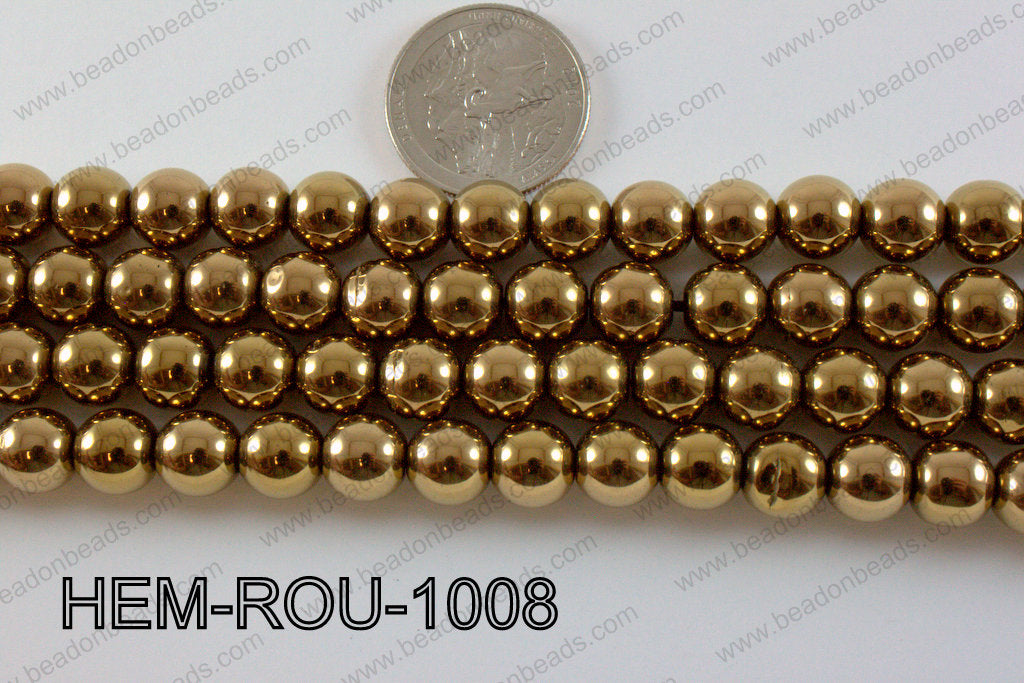 Hematite Round Dark Gold 10mm HEM-ROU-1008