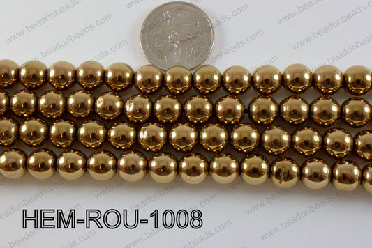 Hematite Round Dark Gold 10mm HEM-ROU-1008