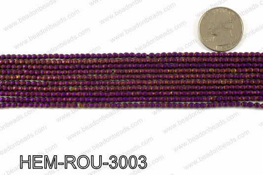 Matte metallic coated hematite 3x3mm HEM-ROU-3003