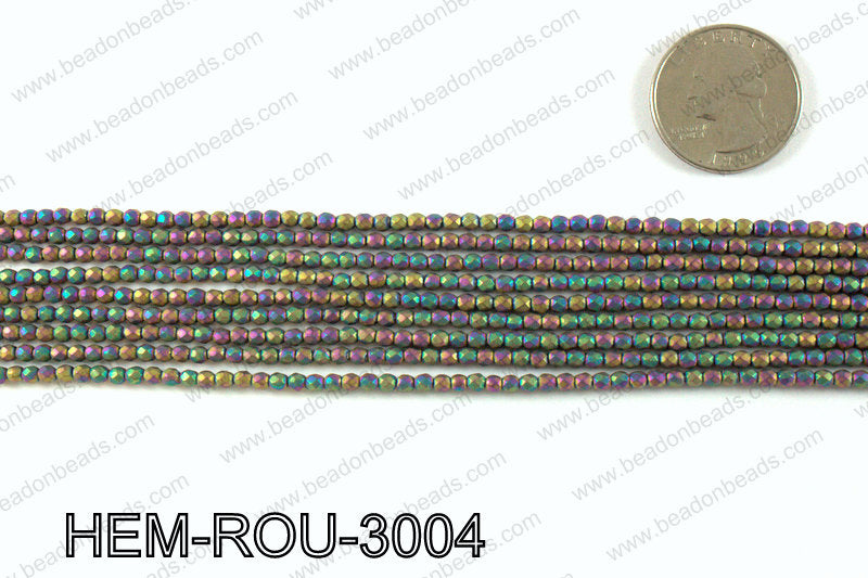 Matte metallic coated hematite 3x3mm HEM-ROU-3004