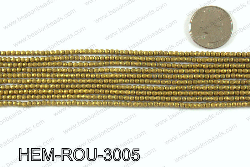 Matte metallic coated hematite 3x3mm HEM-ROU-3005