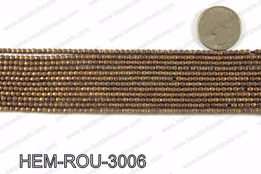 Matte metallic coated hematite 3x3mm HEM-ROU-3006