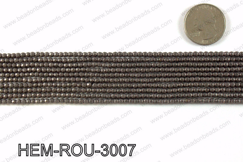 Matte metallic coated hematite 3x3mm HEM-ROU-3007