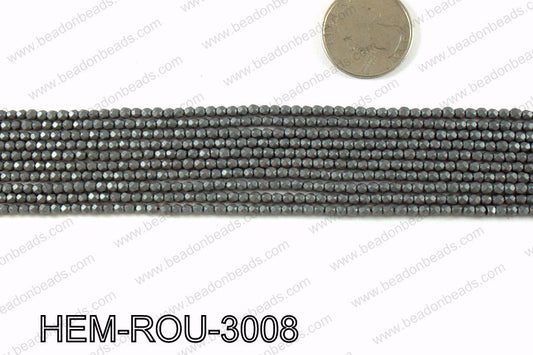 Matte metallic coated hematite 3x3mm HEM-ROU-3008