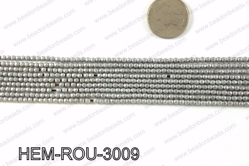 Matte metallic coated hematite 3x3mm HEM-ROU-3009