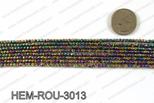 Metallic coated hematite 3x3mm HEM-ROU-3013