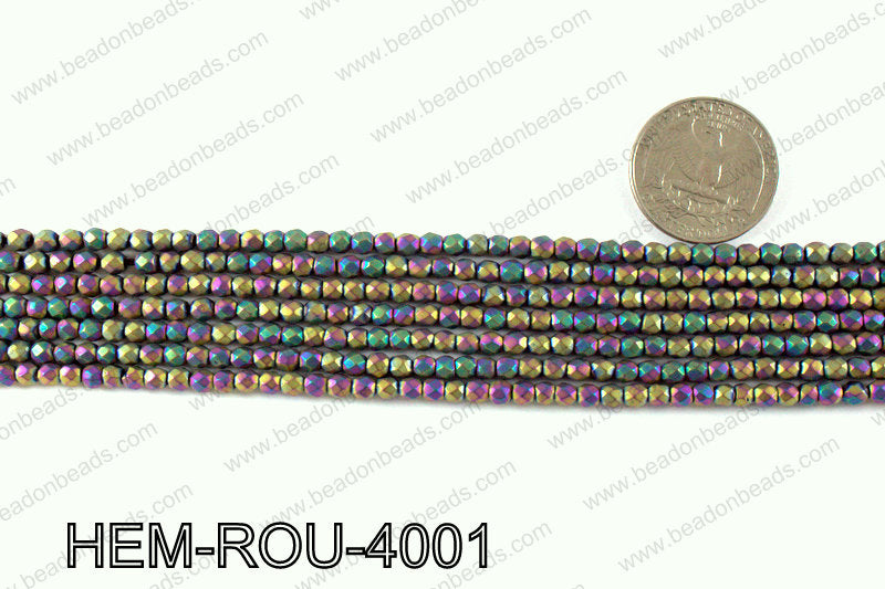 Matte metallic coated hematite 4x4mm HEM-ROU-4001