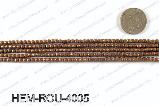 Matte metallic coated hematite 4x4mm HEM-ROU-4005