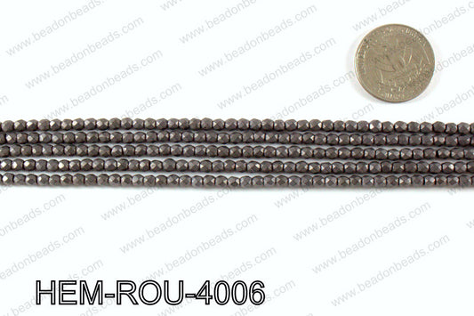 Matte metallic coated hematite 4x4mm HEM-ROU-4006