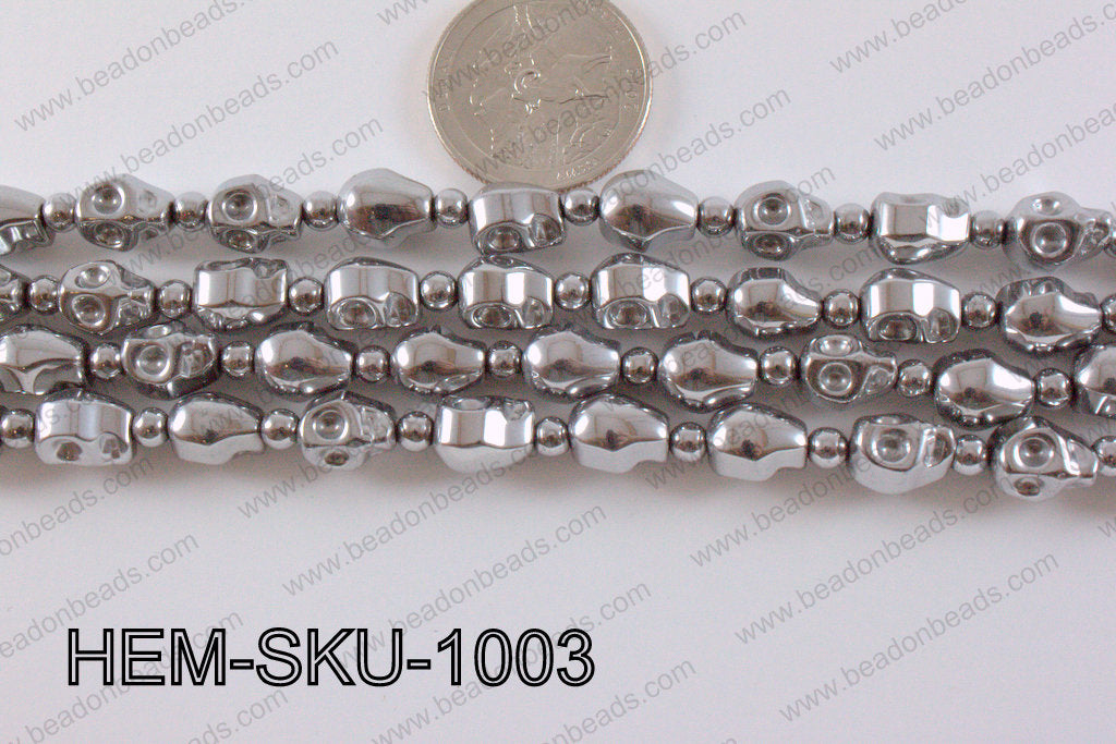 Hematite Skull Silver 10mm HEM-SKU-1003