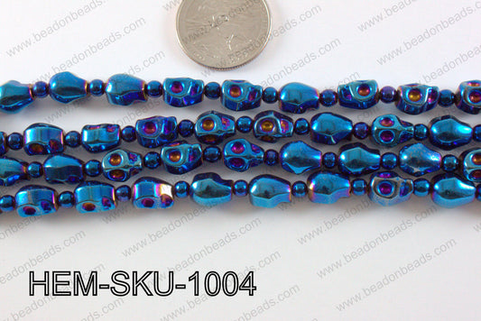 Hematite Skull Blue 10mm HEM-SKU-1004