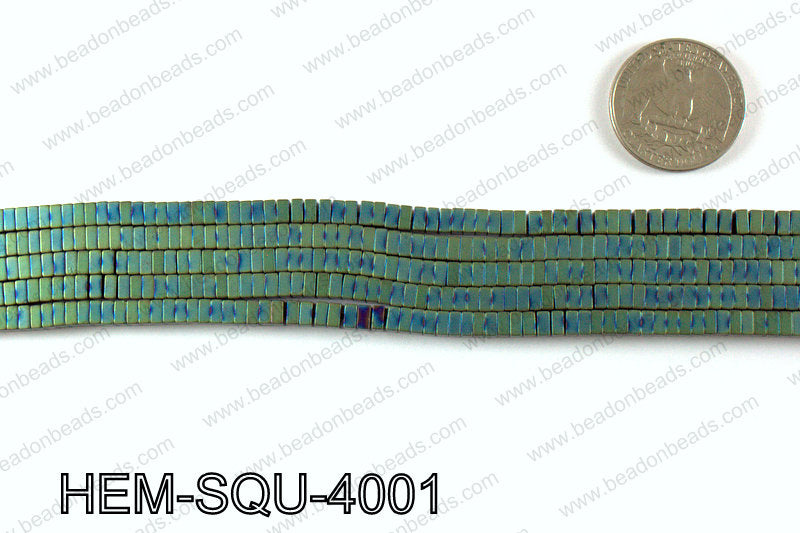 Matte metallic coated hematite 4x2mm HEM-SQU-4001