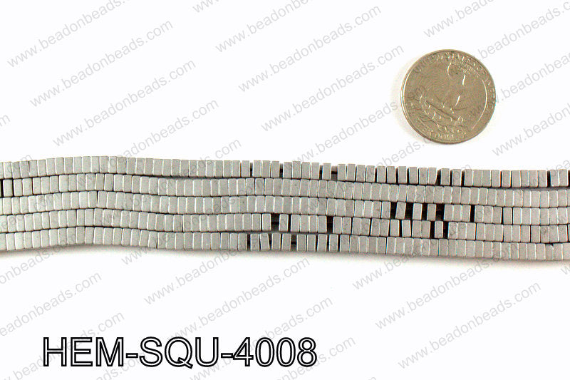 Matte metallic coated hematite 4x2mm HEM-SQU-4008