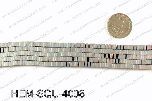 Matte metallic coated hematite 4x2mm HEM-SQU-4008