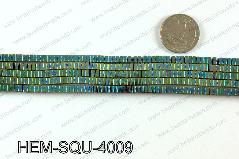 Metallic coated hematite 4x2mm HEM-SQU-4009