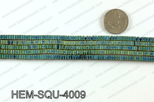 Metallic coated hematite 4x2mm HEM-SQU-4009