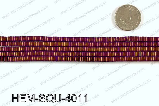 Metallic coated hematite 4x2mm HEM-SQU-4011